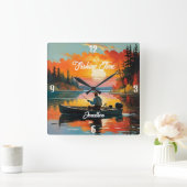 "Fangzeit" Entspannende Fangszene Quadratische Wanduhr (Zuhause)