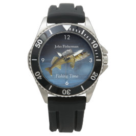 "Fangzeit" mit Walleye Pikeon Blue Watch Armbanduhr