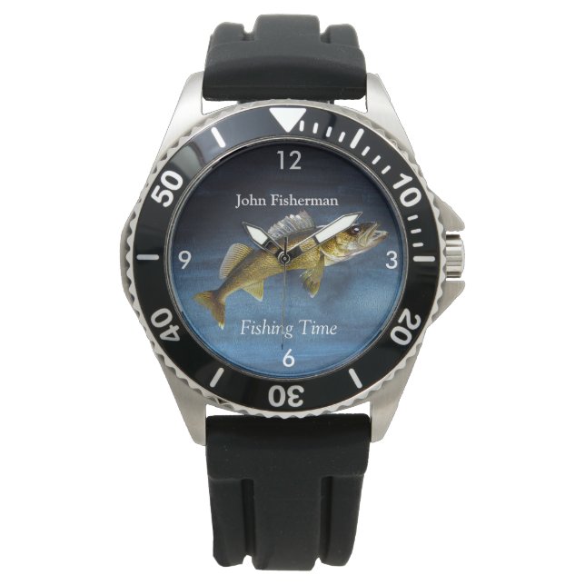"Fangzeit" mit Walleye Pikeon Blue Watch Armbanduhr (Vorderseite)