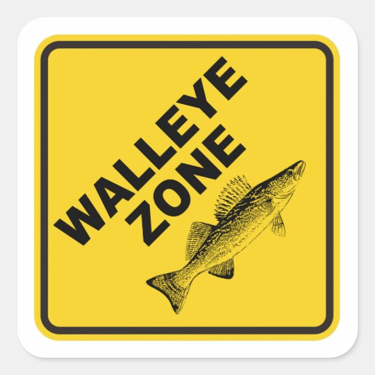 Fangzone Walleye Quadratischer Aufkleber (Vorderseite)
