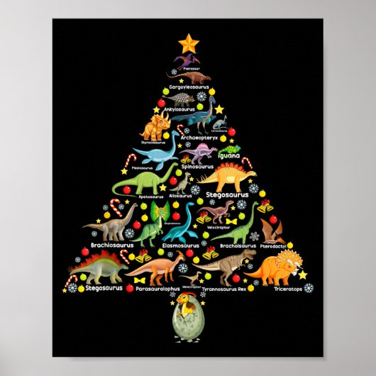 Fanny Dinosaur Christmas Tree Cute Dino Xmas For K Poster (Vorne)