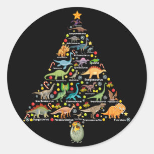 Fanny Dinosaur Weihnachtsbaum Süßer Dino Weihnacht Runder Aufkleber