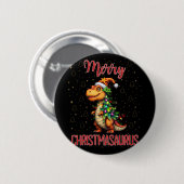 Fanny Frohe Weihnachten Christmasaurus Dinosaur We Button (Vorne & Hinten)
