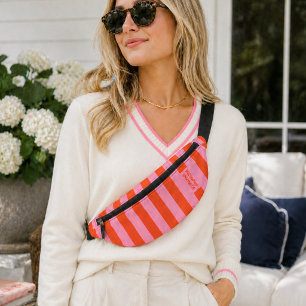 Fanny Pack Preppy Streifen in Korallenrosa Bauchtasche