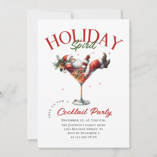 Fanny Santa Claus Martini Weihnachtscocktail Party Einladung (Vorderseite)