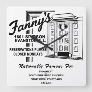 Fanny's Restaurant, Evanston, IL Quadratische Wanduhr