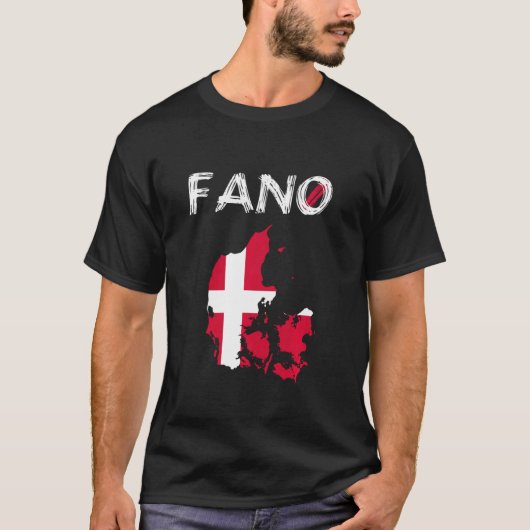 Fanö Fano Denmark Silhouette Map Flag Holid T-Shirt (Vorderseite)
