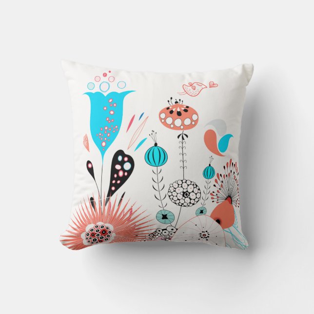 Fanrasy-Blume und Birdie-Pillow Kissen (Vorderseite)