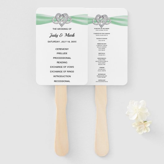 Fans des Programms für grüne Herzenshochzeiten Fächer (Vorne und Hinten)