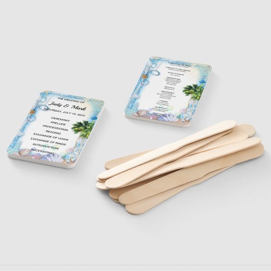 Fans des Tropical Beach Seashell Wedding Program Fächer (Non-assembled)