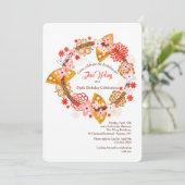 Fans und Blumen-Einladung Einladung (Stehend Vorderseite)