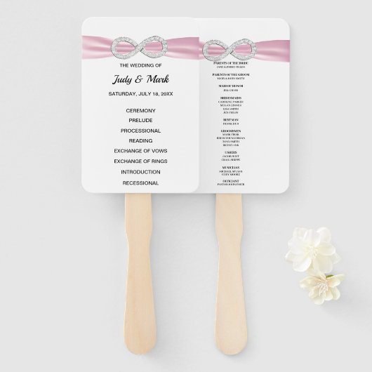 Fans von Pink Diamond Infinity Wedding Program Fächer (Vorne und Hinten)