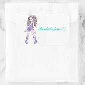 "Fantabulous" Aufkleber mit Mädchen im lila Kleid (Tasche)