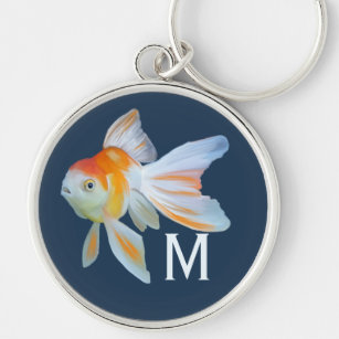 Fantail Goldfish Aquatercolor Monogram Schlüsselanhänger