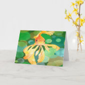 Fantail Goldfish mit grünem Blasen-Vector Karte (Gelbe Blume)