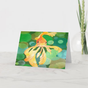 Fantail Goldfish mit grünem Blasen-Vector Karte
