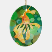 Fantail Goldfish mit grünem Blasen-Vector Keramik Ornament (Rechts)