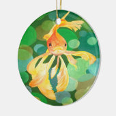 Fantail Goldfish mit grünem Blasen-Vector Keramik Ornament (Links)