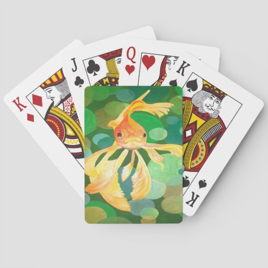 Fantail Goldfish mit grünem Blasen-Vector Spielkarten (Rückseite)