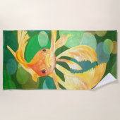 Fantail Goldfish mit grünem Blasen-Vector Strandtuch (Vorderseite)