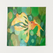 Fantail Goldfish mit grünem Blasen-Vector Wandteppich (Vorderseite (Horizontal))