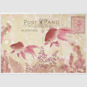 Fantail Goldfish Postcard Ephemera Decoupage Tissu Seidenpapier