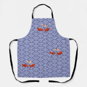 Fantail Goldfish über Ocean Wave Pattern Japanisch Schürze (Vorderseite)