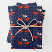 Fantail Goldfish über Segaiha Wave Pattern Geschenkpapier Set (Beispiel)