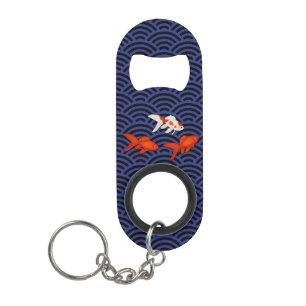 Fantail Goldfish über Seigaiha Wave Pattern Japan Mini Flaschenöffner