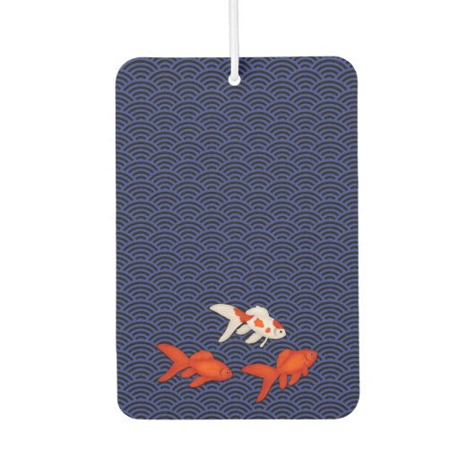 Fantail Goldfish über Seigaiha Wave Pattern Japani Autolufterfrischer (Vorderseite)