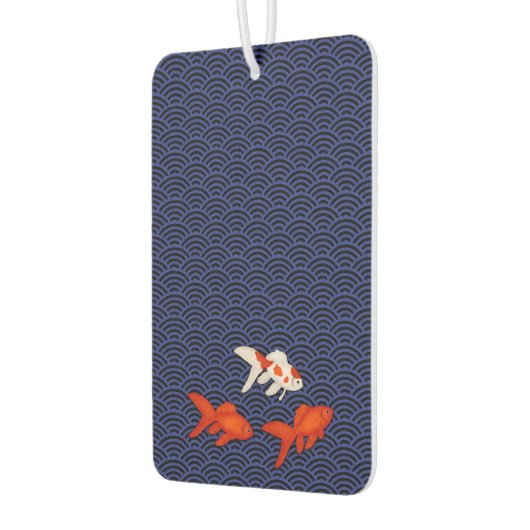 Fantail Goldfish über Seigaiha Wave Pattern Japani Autolufterfrischer (Links)