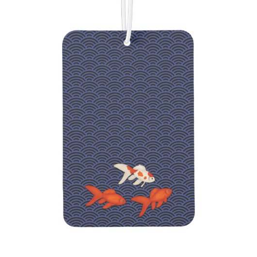 Fantail Goldfish über Seigaiha Wave Pattern Japani Autolufterfrischer (Rückseite)