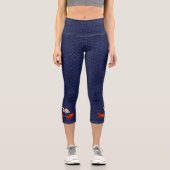Fantail Goldfish über Seigaiha Wave Pattern Japani Capri Leggings (Vorderseite)