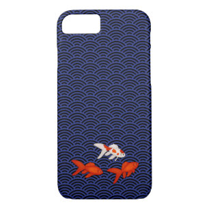 Fantail Goldfish über Seigaiha Wave Pattern Japani Case-Mate iPhone Hülle