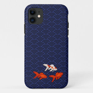 Fantail Goldfish über Seigaiha Wave Pattern Japani Case-Mate iPhone Hülle