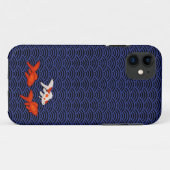 Fantail Goldfish über Seigaiha Wave Pattern Japani Case-Mate iPhone Hülle (Rückseite (Horizontal))