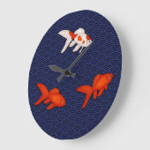Fantail Goldfish über Seigaiha Wave Pattern Japani Große Wanduhr (Winkel)