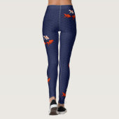 Fantail Goldfish über Seigaiha Wave Pattern Japani Leggings (Rückseite)