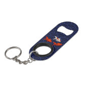 Fantail Goldfish über Seigaiha Wave Pattern Japani Mini Flaschenöffner (Vorderseite Schrägansicht)