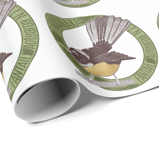 Fantail Neuseeland Native Bird Aotearoa NZ Geschenkpapier (Rolleneckpunkt)