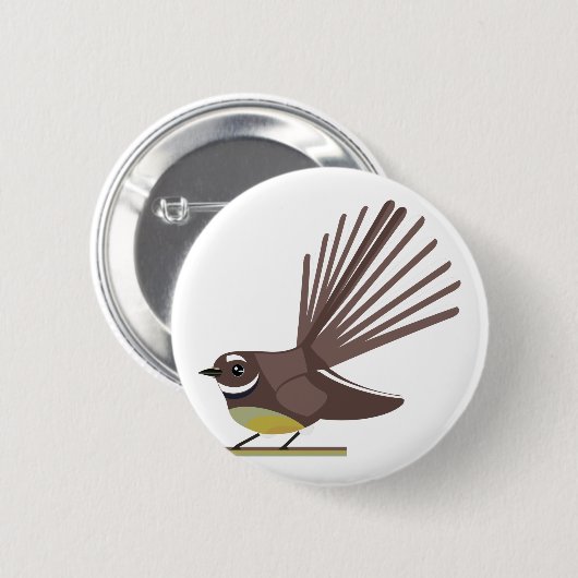 Fantail Neuseeland Vogel Vector Button (Vorne & Hinten)