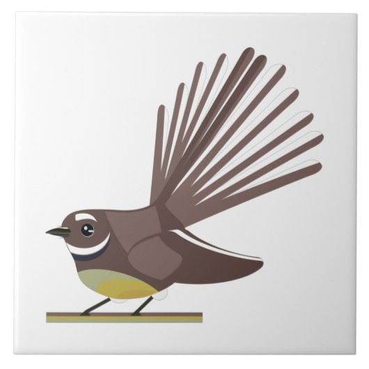 Fantail Neuseeland Vogel Vector Fliese (Vorderseite)