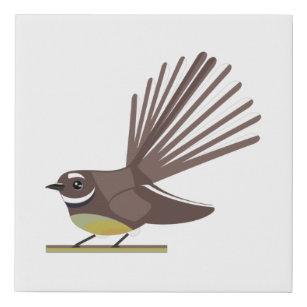 Fantail Neuseeland Vogel Vector Künstlicher Leinwanddruck