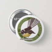 Fantail New Zealand Bird Button (Vorne & Hinten)