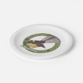 Fantail New Zealand Bird Pappteller (Schrägansicht)