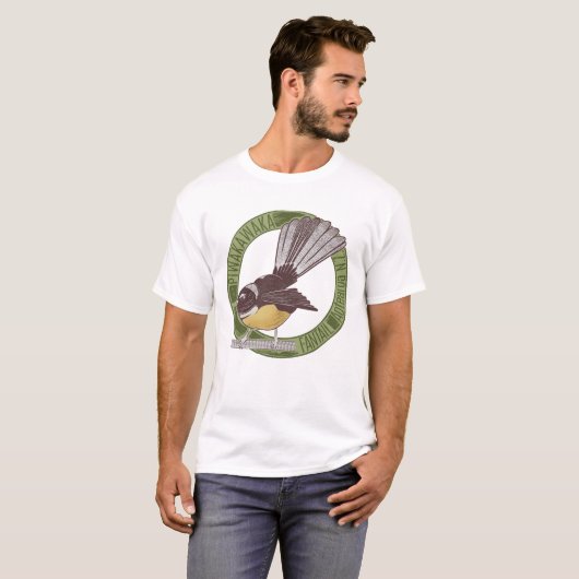 Fantail New Zealand Bird T-Shirt (Vorne ganz)