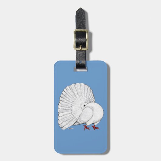 Fantail Pigeon White Gepäckanhänger (Vorderseite vertikal)