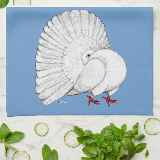 Fantail Pigeon White Handtuch (Gefaltet)