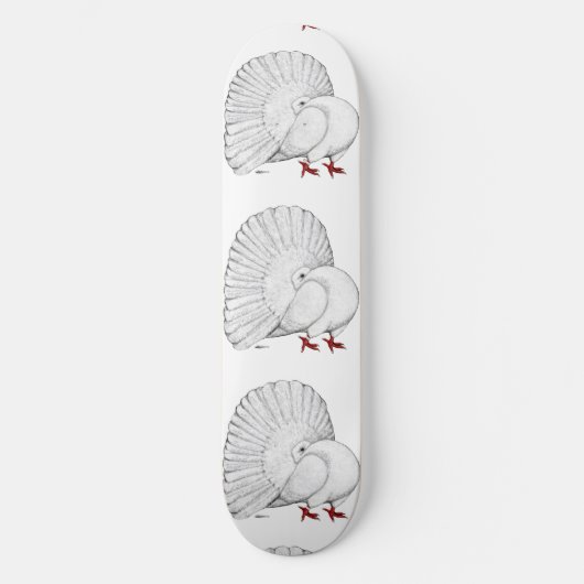Fantail Pigeon White Skateboard (Vorderseite)