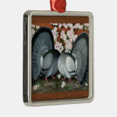 Fantail Pions Matched Pair Silbernes Ornament (Rechts)